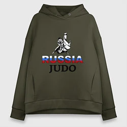 Толстовка оверсайз женская Russia judo, цвет: хаки