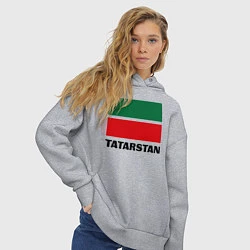 Толстовка оверсайз женская Флаг Татарстана, цвет: меланж — фото 2