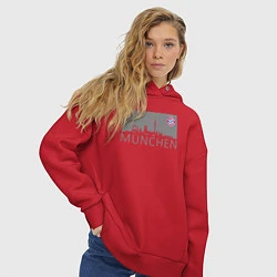 Толстовка оверсайз женская Bayern Munchen - Munchen City grey 2022, цвет: красный — фото 2