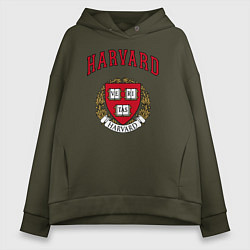 Толстовка оверсайз женская Harvard university, цвет: хаки