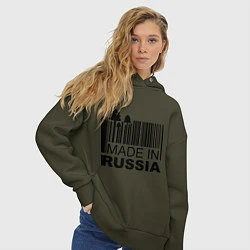 Толстовка оверсайз женская Made in Russia штрихкод, цвет: хаки — фото 2