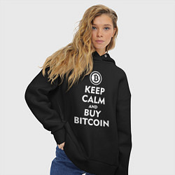 Толстовка оверсайз женская Keep Calm & Buy Bitcoin, цвет: черный — фото 2