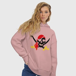 Толстовка оверсайз женская Пиратская футболка, цвет: пыльно-розовый — фото 2