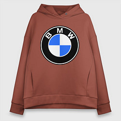 Толстовка оверсайз женская Logo BMW, цвет: кирпичный
