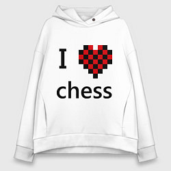 Толстовка оверсайз женская I love chess, цвет: белый