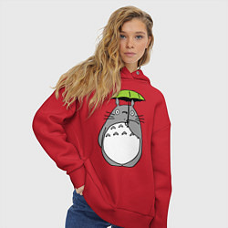 Толстовка оверсайз женская Totoro с зонтом, цвет: красный — фото 2
