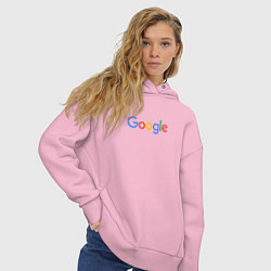 Толстовка оверсайз женская Google цвета светло-розовый — фото 2