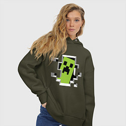 Толстовка оверсайз женская Crash Minecraft, цвет: хаки — фото 2