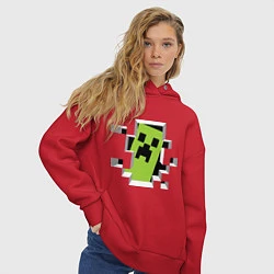 Толстовка оверсайз женская Crash Minecraft, цвет: красный — фото 2