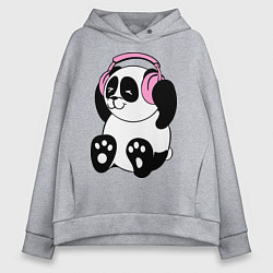 Женское худи оверсайз Panda in headphones панда в наушниках