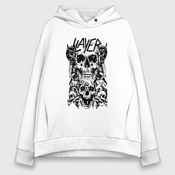 Толстовка оверсайз женская Slayer Skulls, цвет: белый