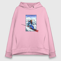 Толстовка оверсайз женская Лыжный Спорт цвета светло-розовый — фото 1