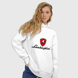 Толстовка оверсайз женская Logo lamborghini, цвет: белый — фото 2