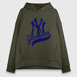 Толстовка оверсайз женская NY - Yankees, цвет: хаки