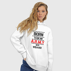 Толстовка оверсайз женская Born to be an ARMY BTS, цвет: белый — фото 2