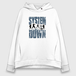 Толстовка оверсайз женская System of a Down большое лого, цвет: белый
