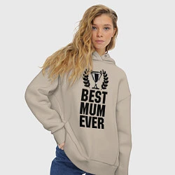 Толстовка оверсайз женская Best mum ever, цвет: миндальный — фото 2