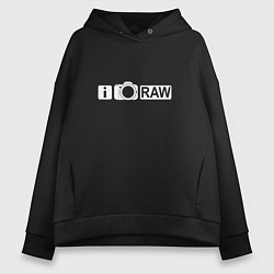 Толстовка оверсайз женская I love RAW, цвет: черный