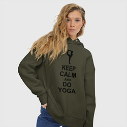 Толстовка оверсайз женская Keep Calm & Do Yoga, цвет: хаки — фото 2