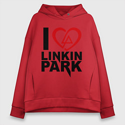 Толстовка оверсайз женская I love Linkin Park, цвет: красный