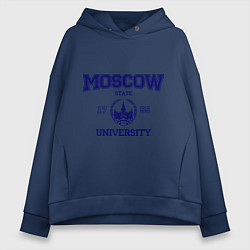 Толстовка оверсайз женская MGU Moscow University, цвет: тёмно-синий