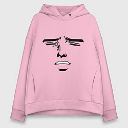 Толстовка оверсайз женская Лицо в стиле аниме, цвет: светло-розовый