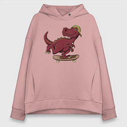 Толстовка оверсайз женская Динозавр, цвет: пыльно-розовый