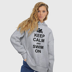 Толстовка оверсайз женская Keep Calm & Swim On, цвет: меланж — фото 2