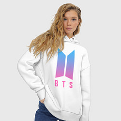 Толстовка оверсайз женская BTS: Neon J-Hope, цвет: белый — фото 2