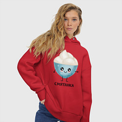 Толстовка оверсайз женская Смятанка, цвет: красный — фото 2