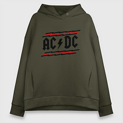 Толстовка оверсайз женская AC/DC Voltage, цвет: хаки