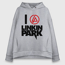 Толстовка оверсайз женская I love Linkin Park цвета меланж — фото 1