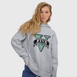 Толстовка оверсайз женская GTA V: Logo, цвет: меланж — фото 2