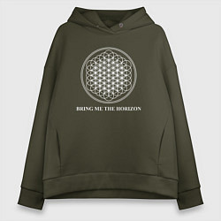 Толстовка оверсайз женская BRING ME THE HORIZON, цвет: хаки