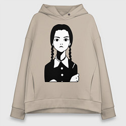 Толстовка оверсайз женская Wednesday Addams, цвет: миндальный