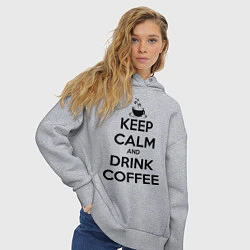 Толстовка оверсайз женская Keep Calm & Drink Coffee, цвет: меланж — фото 2