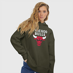 Толстовка оверсайз женская CHICAGO BULLS, цвет: хаки — фото 2