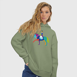 Толстовка оверсайз женская Всадник на коне, цвет: авокадо — фото 2