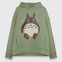 Толстовка оверсайз женская Грустный Тоторо, цвет: авокадо