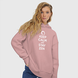 Толстовка оверсайз женская Keep calm & stay Zen, цвет: пыльно-розовый — фото 2