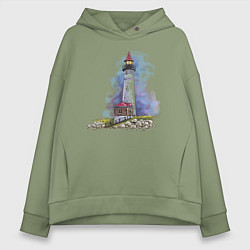 Толстовка оверсайз женская Crisp Point Lighthouse, цвет: авокадо
