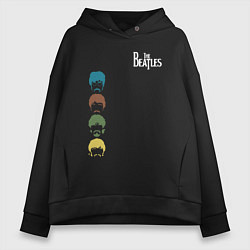 Толстовка оверсайз женская Beatles, цвет: черный