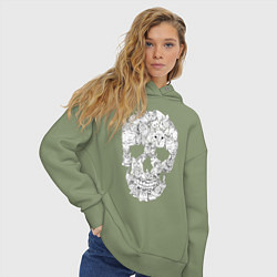 Толстовка оверсайз женская ЧЕРЕП ИЗ КОТИКОВ, цвет: авокадо — фото 2
