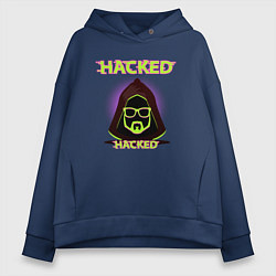 Толстовка оверсайз женская Hacked, цвет: тёмно-синий