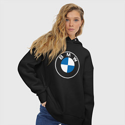 Толстовка оверсайз женская BMW LOGO 2020, цвет: черный — фото 2