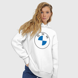 Толстовка оверсайз женская BMW LOGO 2020, цвет: белый — фото 2