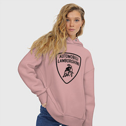 Толстовка оверсайз женская Lamborghini Logo Dark, цвет: пыльно-розовый — фото 2