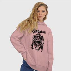 Толстовка оверсайз женская Sabaton, цвет: пыльно-розовый — фото 2