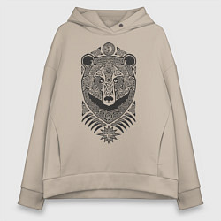 Толстовка оверсайз женская Медведь, цвет: миндальный