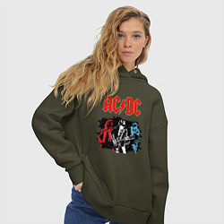 Толстовка оверсайз женская ACDC, цвет: хаки — фото 2